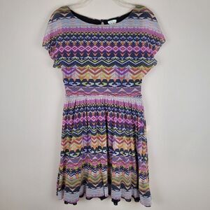 Anhropologie Weston Wear Tribal Aztec Silk Nylon Mini Dress Multicolor Size S